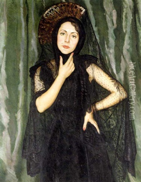 Retrato De Una Mujer (portrait Of A Lady) Oil Painting - Eduardo Chicharro Aguera