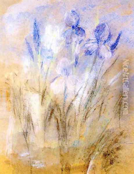 Irises Oil Painting - John Henry Twachtman
