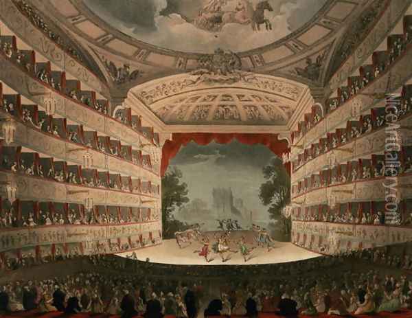 New Covent Garden Theatre, 1810, from Ackermanns Microcosm of London Oil Painting - T. Rowlandson & A.C. Pugin