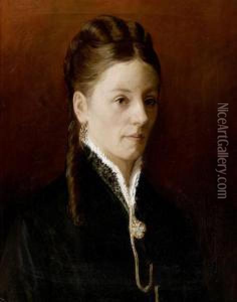 Portrait Of A Young Lady Oil Painting - Charles Joseph Van Landuyt