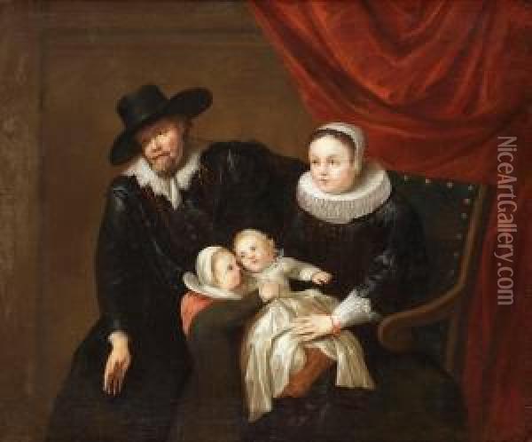 Artist's Family Oil Painting - Simon de Vos