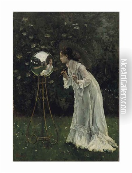 La Boulle Argentee Oil Painting - Alfred Stevens