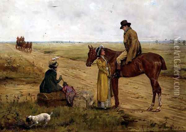 Waiting for the Stage Coach Oil Painting - George Goodwin Kilburne