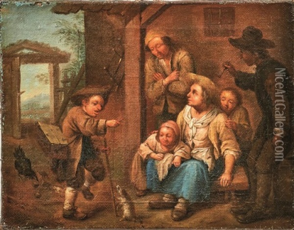 Pendants Genreszenen Mit Hausierern Oil Painting - Johann Conrad Seekatz