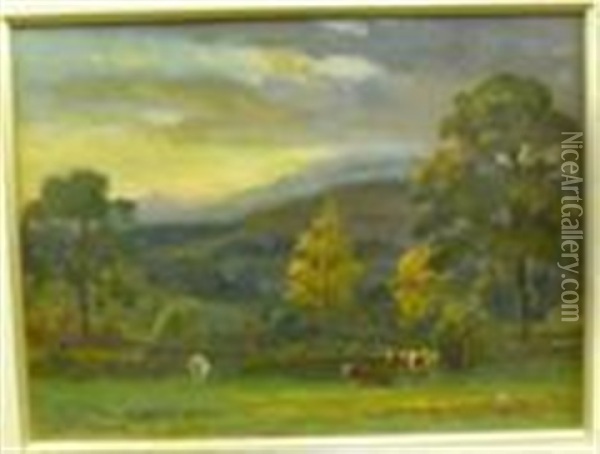 Summer Pasture With Cattle Grazing Oil Painting - Ernest Higgins Rigg