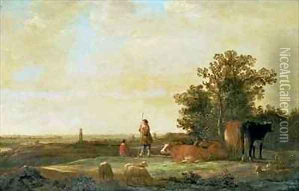 View on a Plain Oil Painting - Aelbert Cuyp