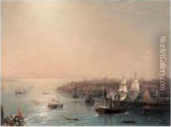 Arrival Of The Russian Ship In Constantinople Oil Painting - Ivan Konstantinovich Aivazovsky