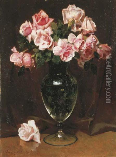 Rose Nel Vaso Oil Painting - Giacomo Grosso
