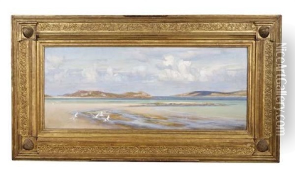 A Sunny Beach Scene Oil Painting - Arthur Trevithin Nowell