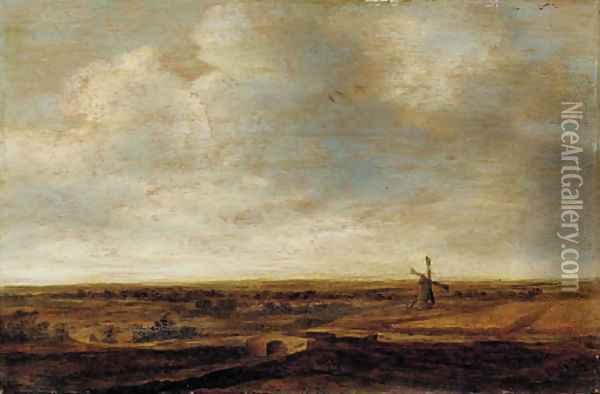 An extensive landscape with a windmill Oil Painting - Jan The Elder Vermeer Van Haarlem