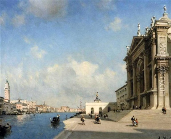L'entree Du Grand Canal A Venise: La Salute Oil Painting - Amedee Rosier