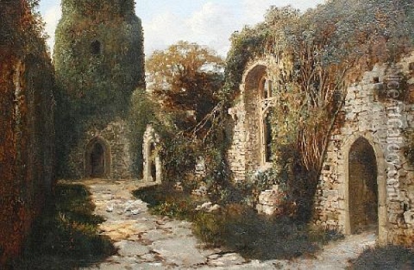 Church Ruins Oil Painting - Edmund John Niemann