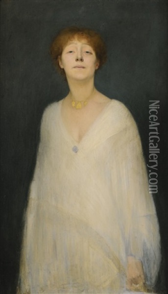 Presumed Portrait Of Yvette Guilbert Oil Painting - Joseph Granie
