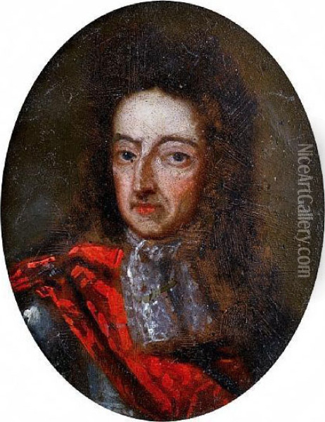 Portrait Of King William Iii, Bust-length, Inarmour Oil Painting - Sir Godfrey Kneller