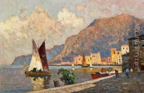 Segelboote Am Gardasee Oil Painting - Rudolf Weber