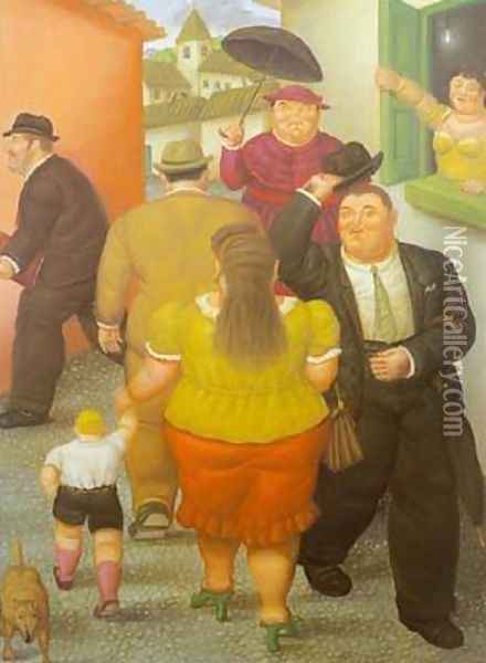 The Street 1995 Oil Painting - Fernando Botero