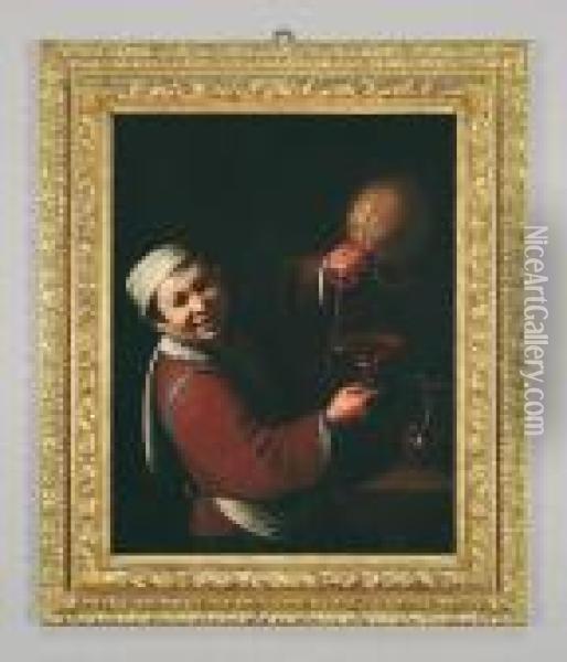 Giovane Oste Che Versa Il Vino Oil Painting - Michelangelo Merisi Da Caravaggio