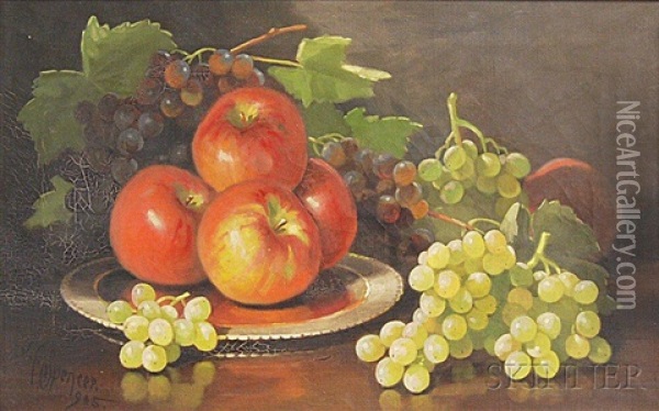 Still Life With Apples And Grapes Oil Painting - John Clinton Spencer