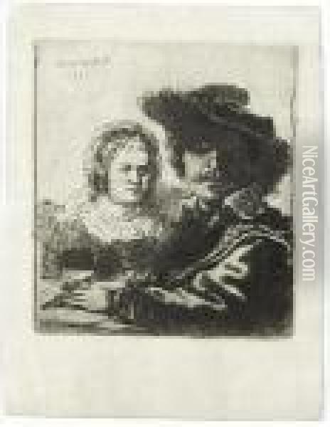 Self Portrait With Saskia Oil Painting - Rembrandt Van Rijn