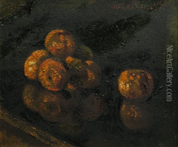 Still Life With Apples Oil Painting - Octav Bancila