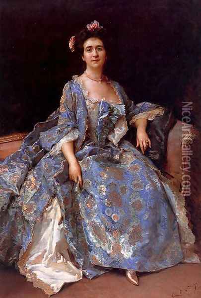Portrait of Mrs Oil Painting - Raimundo de Madrazo y Garreta