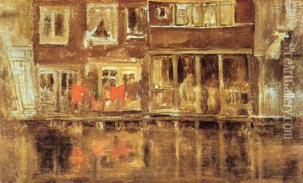 The Canal, Amsterdam Oil Painting - James Abbott McNeill Whistler