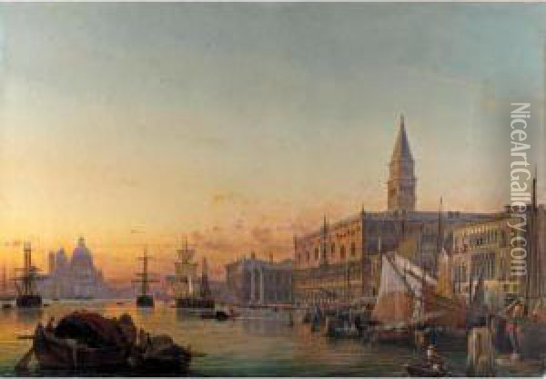 The Grand Canal And The Santa Maria Della Salute Oil Painting - Friedrich Nerly