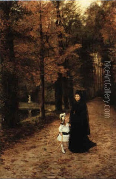 La Promenade Dans Le Parc Oil Painting - Horace de Callias
