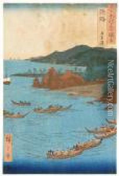 Five Color Beach Oil Painting - Utagawa or Ando Hiroshige