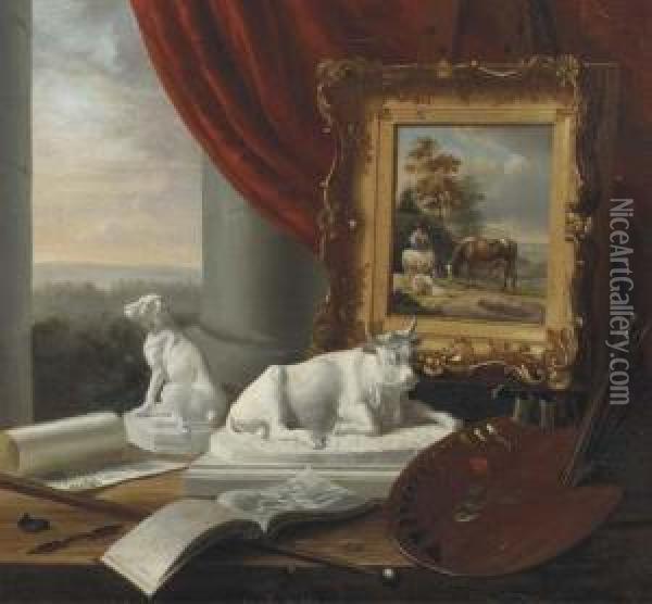 View From The Artist's Desk Oil Painting - Arnoldus Antonius Christianus Van 'T Zant