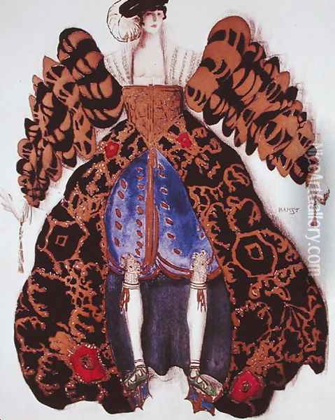 Costume design for the Ballet 'La Legende de Joseph', 1914 (1) Oil Painting - Leon Samoilovitch Bakst