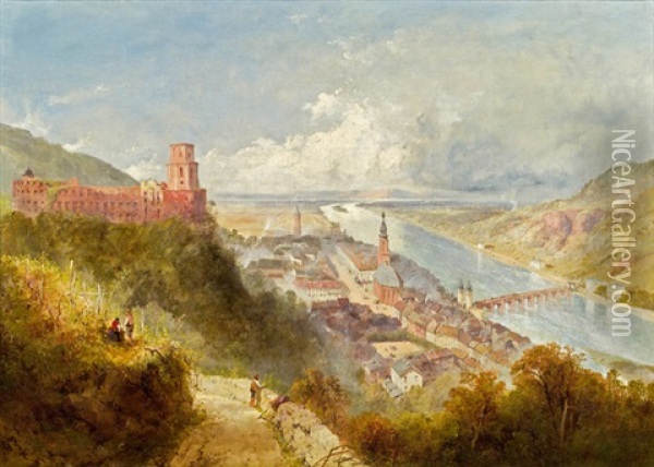Blick Auf Heidelberg Oil Painting - Thomas Charles Leeson Rowbotham