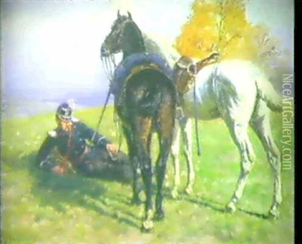 Rsatender Kavallerist Oil Painting - Joseph Klemens Kaufmann
