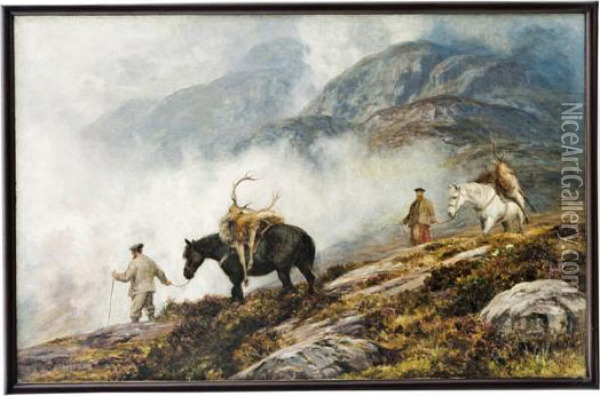Bringing Home The Stags Oil Painting - Charles Edward Johnson