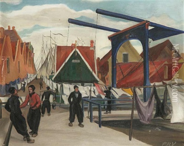 A Dutch Port Oil Painting - Pavla Rousova-Vicenova