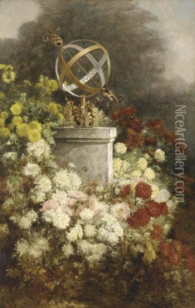 Astrolobe With Chrysanthemums Oil Painting - Clara Lobedan