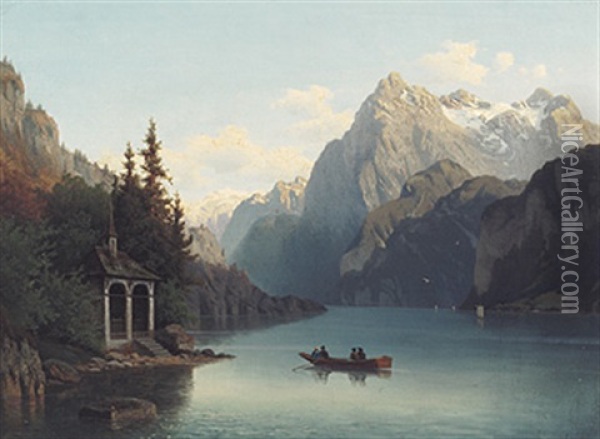 Blick Auf Den Vierwaldstatter See Mit Tellskapelle Oil Painting - Eduard Hein