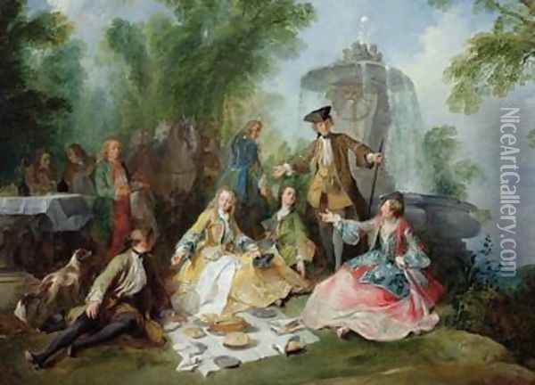 The Hunting Party Meal Oil Painting - Nicolas Lancret
