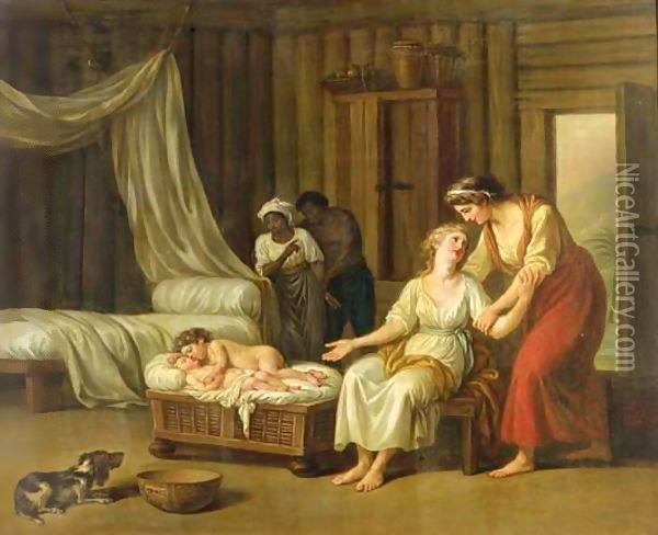 Paul Et Virginie Au Berceau Ou La Sympathie Oil Painting - Nicolas Rene Jollain
