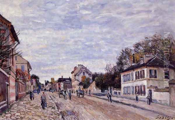 Street Scene in Marly Oil Painting - Alfred Sisley