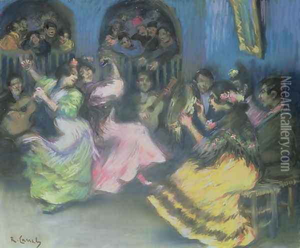 Spanish Gypsy Dancers, 1898 Oil Painting - Ricardo Canals y Llambi