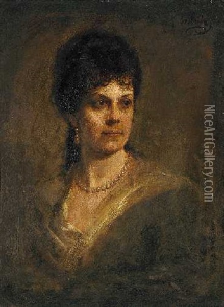 Damenportrait Oil Painting - Franz Seraph von Lenbach