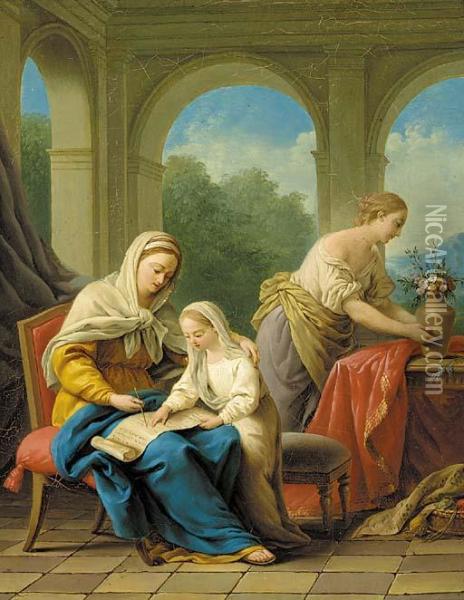 The Education Of The Virgin Oil Painting - Giuseppe Mazzola