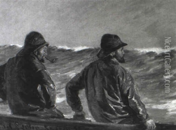 To Skagensfiskere Lars Kirk Og Lars Kruuse Oil Painting - Carl Ludvig Thilson Locher