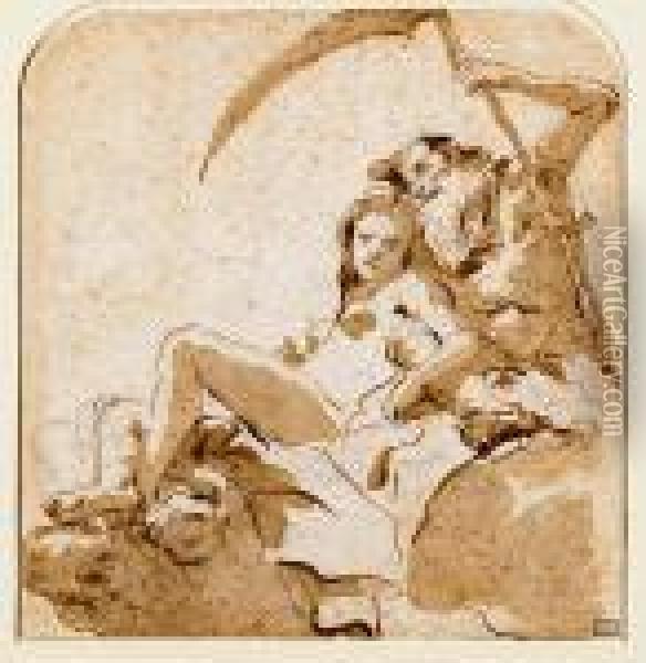 Time And Truth Oil Painting - Giovanni Battista Tiepolo