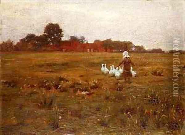The Goose Girl Oil Painting - William Teulon Blandford Fletcher