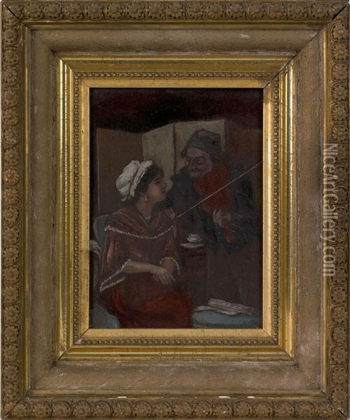 Interior Scene With 2 Musicians Oil Painting - Giuseppe Guzzardi
