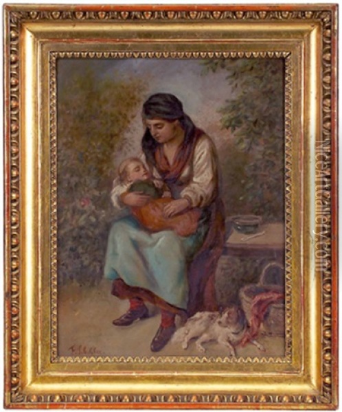 Mutter Mit Kind Oil Painting - Friedrich Schilcher