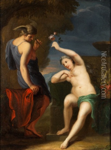 Merkur Und Nymphe (io?) Oil Painting - Matthaeus (Arent) Terwesten