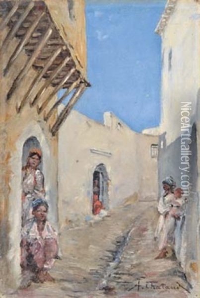 Femmes Dans Une Rue En Orient Oil Painting - Marc Alfred Chataud